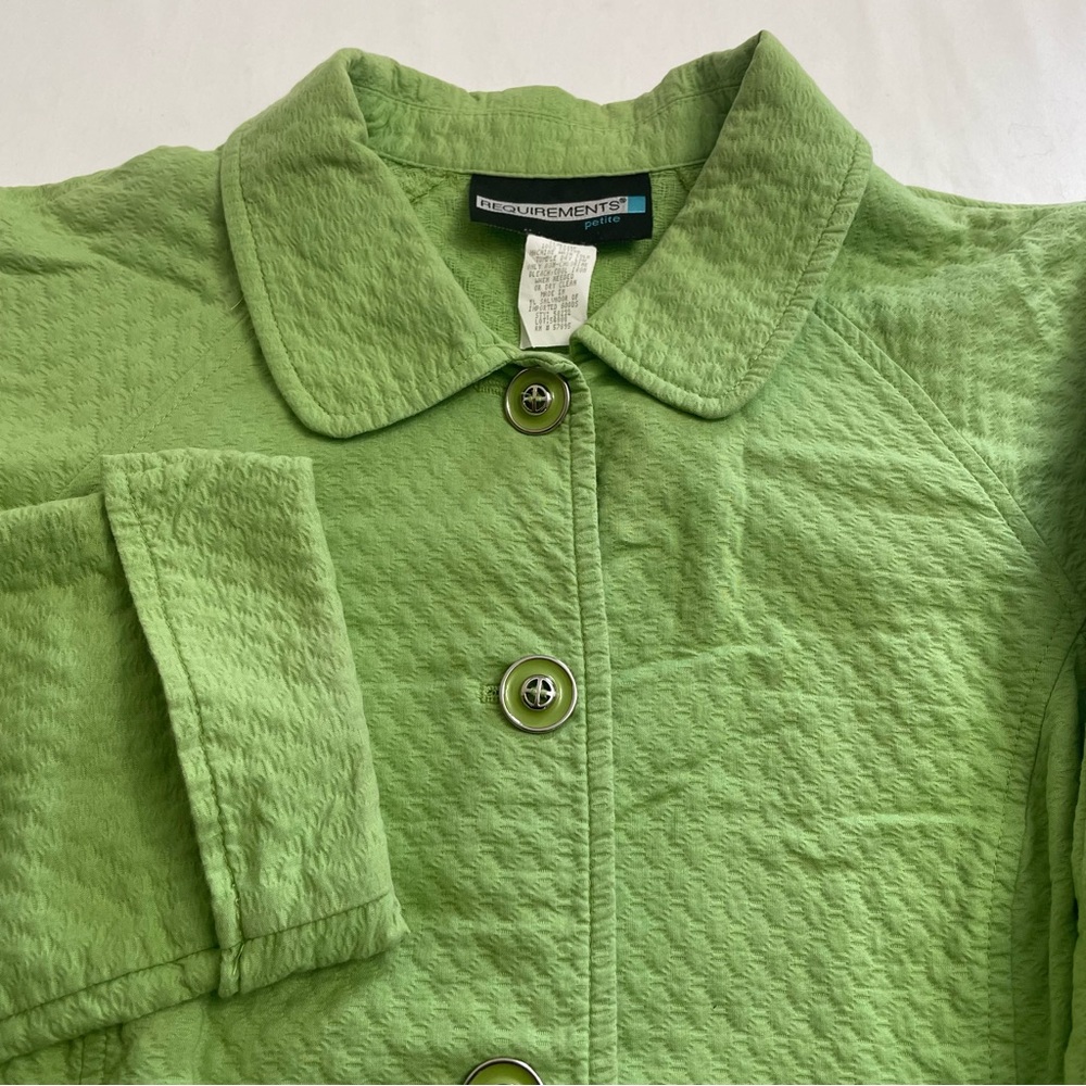 Vintage 90s Requirements Petite Textured Jacket Lime Green Chartreuse Womens 14P